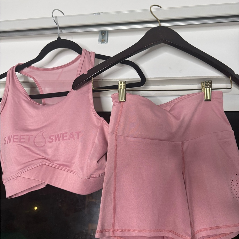 Sweet Sweat Pink Crop Top and Shorts Set
